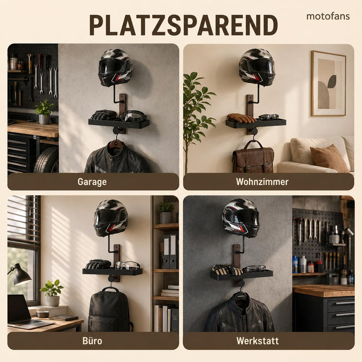 Helmhalterung Wand, Motorrad Garderobe, Motorradhelm Halterung Wand, Geschenke für Motorradfahrer Fu