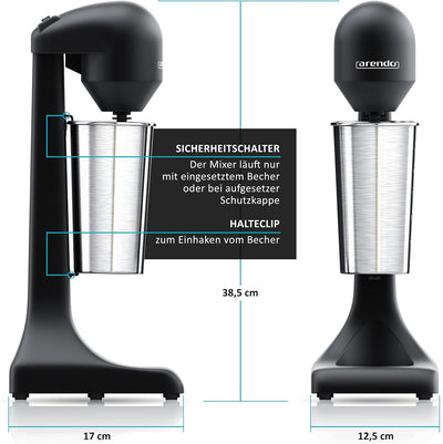 Arendo - Drink Mixer - Eiweiss Shaker - Getränkemixer - elektrischer Standmixer - 500 ml Becher - 22