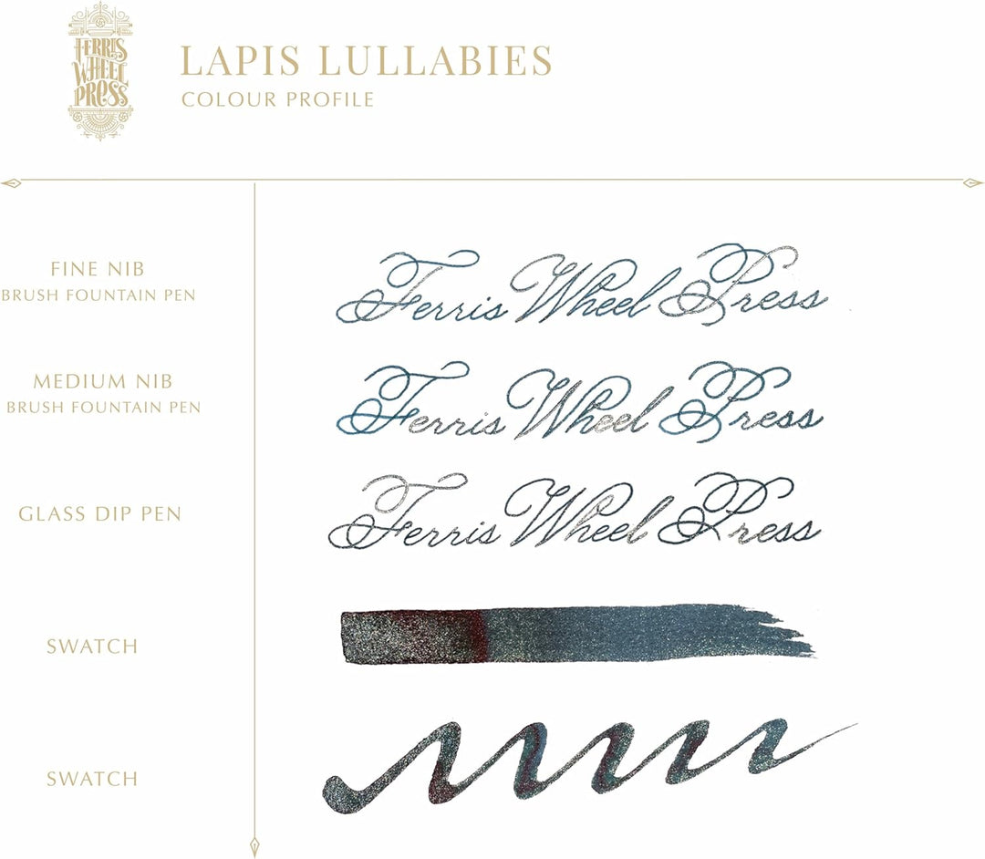 Ferris Wheel Press Fountain Pen Ink | FerriTales Collection | Lapis Lullabies Blue with Champagne Sh