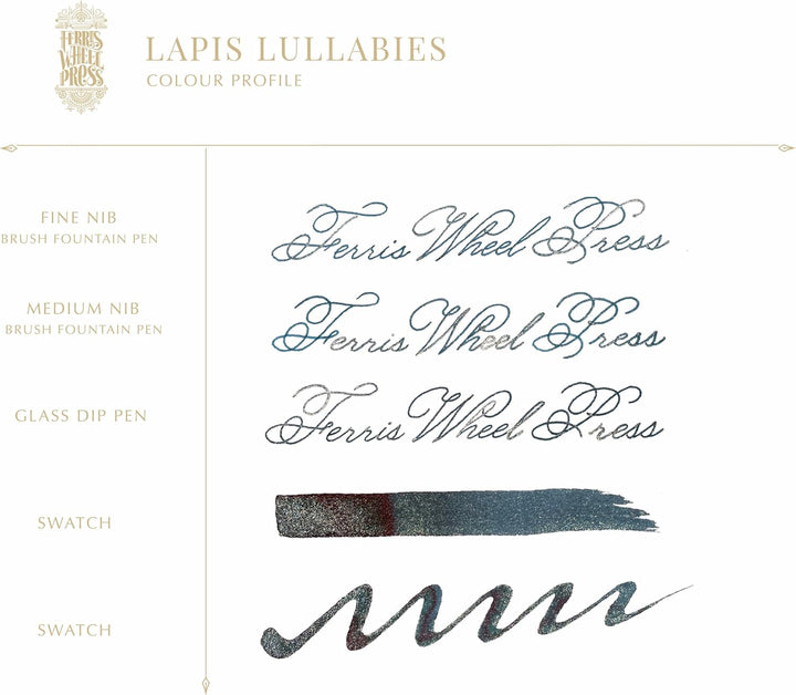 Ferris Wheel Press Fountain Pen Ink | FerriTales Collection | Lapis Lullabies Blue with Champagne Sh