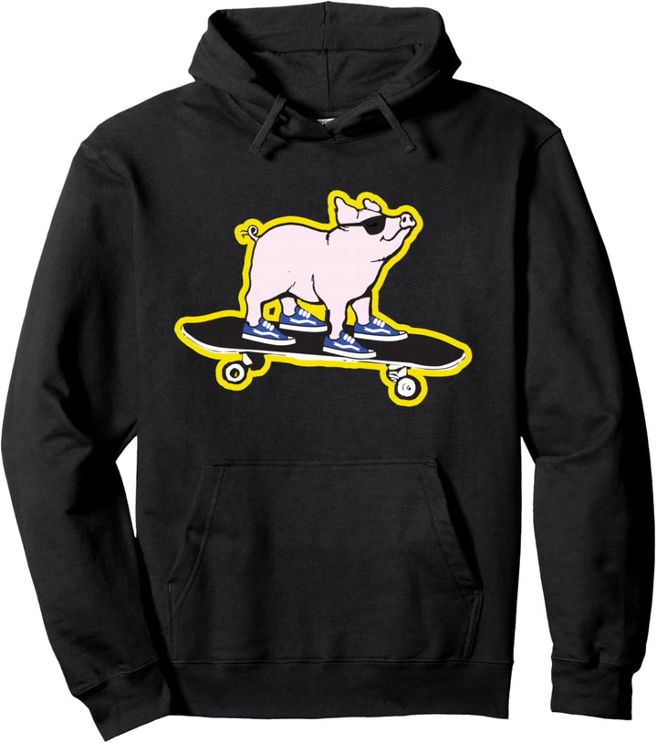 Pork Roll Pig Skateboard für Jungen und Mädchen, Cartoon-Skater Geburtstag Pullover Hoodie