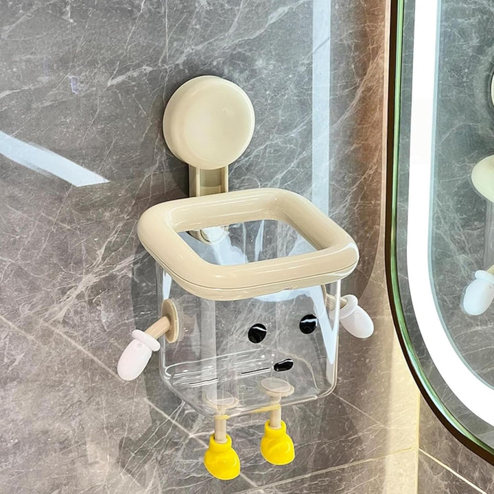 Saugnapf-Aufbewahrungshalter, Roboter, Cartoon-Badezimmer-Organizer, für Zahnbürste, Kosmetik, Wandm
