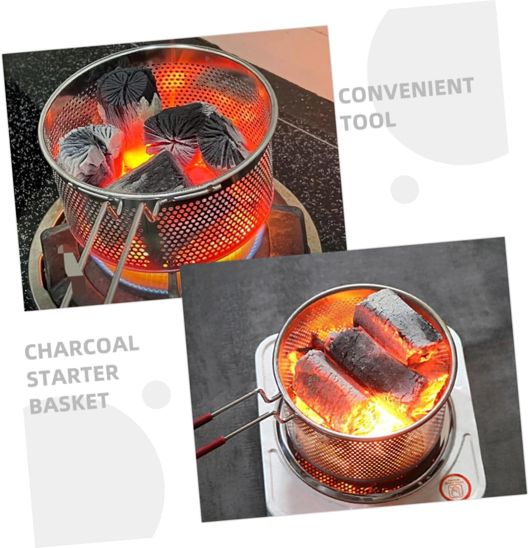 Happyyami Camping Holzkohlekorb 14cm Effizienter Holzkohlebrenner für Drinnen und Draussen Metall Gr