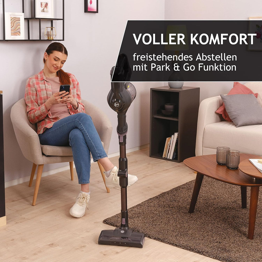 Hoover Akku-Staubsauger ohne Beutel + Knick-Gelenk – bis zu 120 m² mit 1 Akkuladung I Staubsauger ka