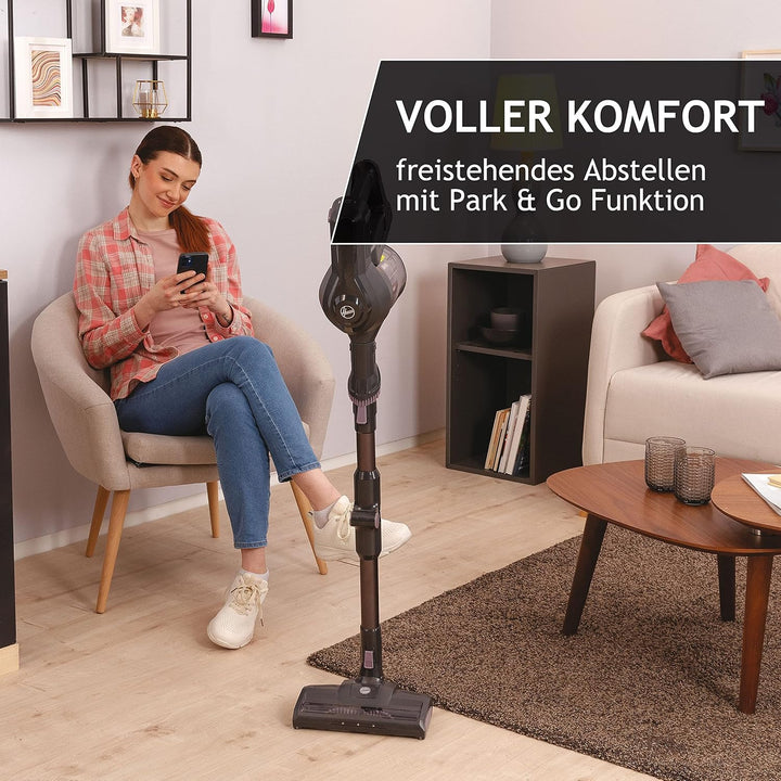 Hoover Akku-Staubsauger ohne Beutel + Knick-Gelenk – bis zu 120 m² mit 1 Akkuladung I Staubsauger ka