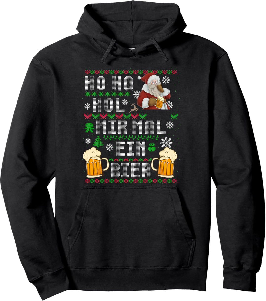 Weihnachtsmann Santa Weihnachtsfeier Ho Ho Hol mir ein Bier Pullover Hoodie