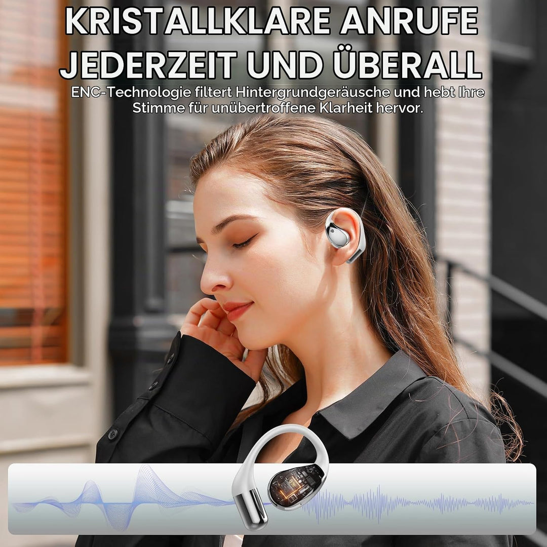 Bluetooth 6.0-Kopfhörer mit offenem Ohr, HD-Mikrofon, 40 Stunden Akkulaufzeit, LED-Display, IP7 wass