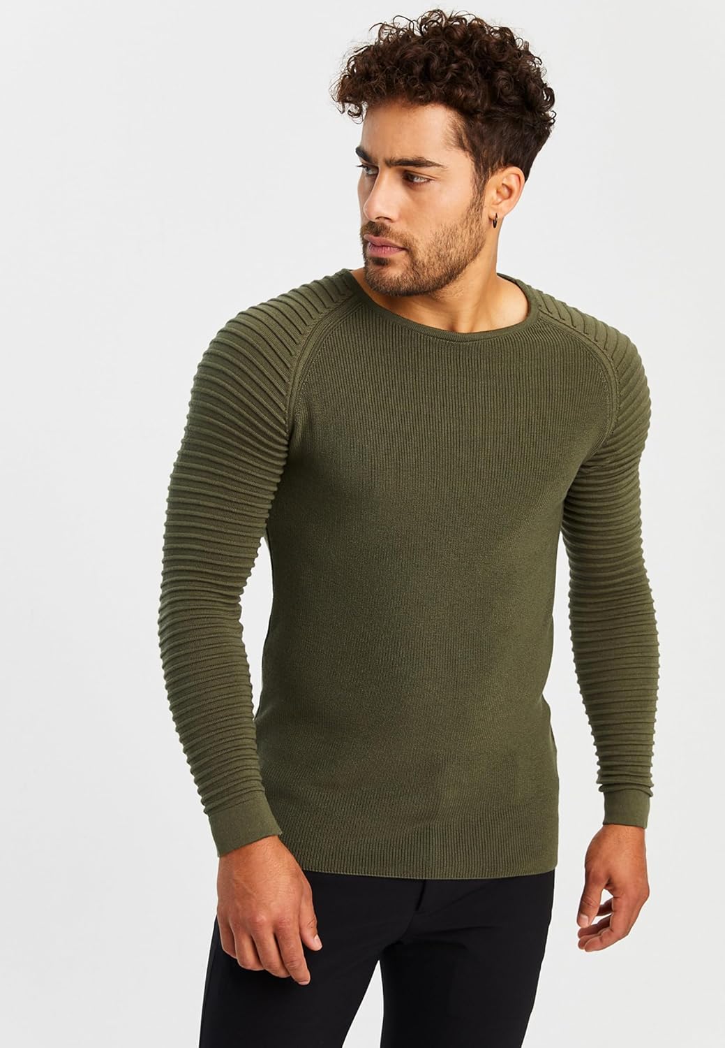 LEIF NELSON Herren Strickpullover Basic Rundhals Crew Neck Sweatshirt Langarm Sweater Feinstrick LN2
