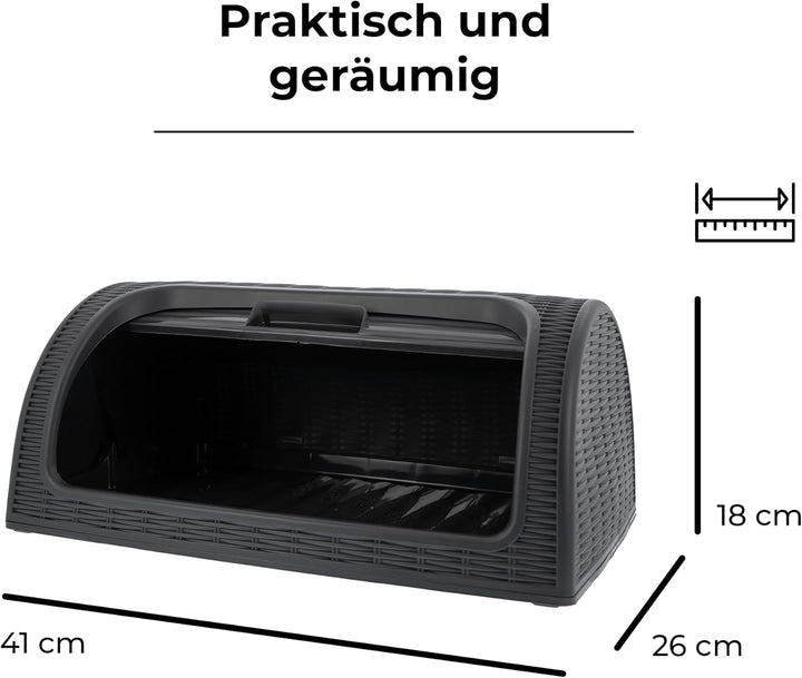 Posten Anker Brotkasten aus Kunststoff, Aufbewahrung für Backwaren, 41 x 26 x 18 cm, stilvolle Brotb
