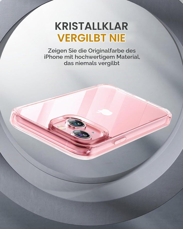 Miracase 360 Grad für iPhone 15 Hülle mit Eingebaut Glas Schutzfolie und Kameraschutz, Stossfest Kom