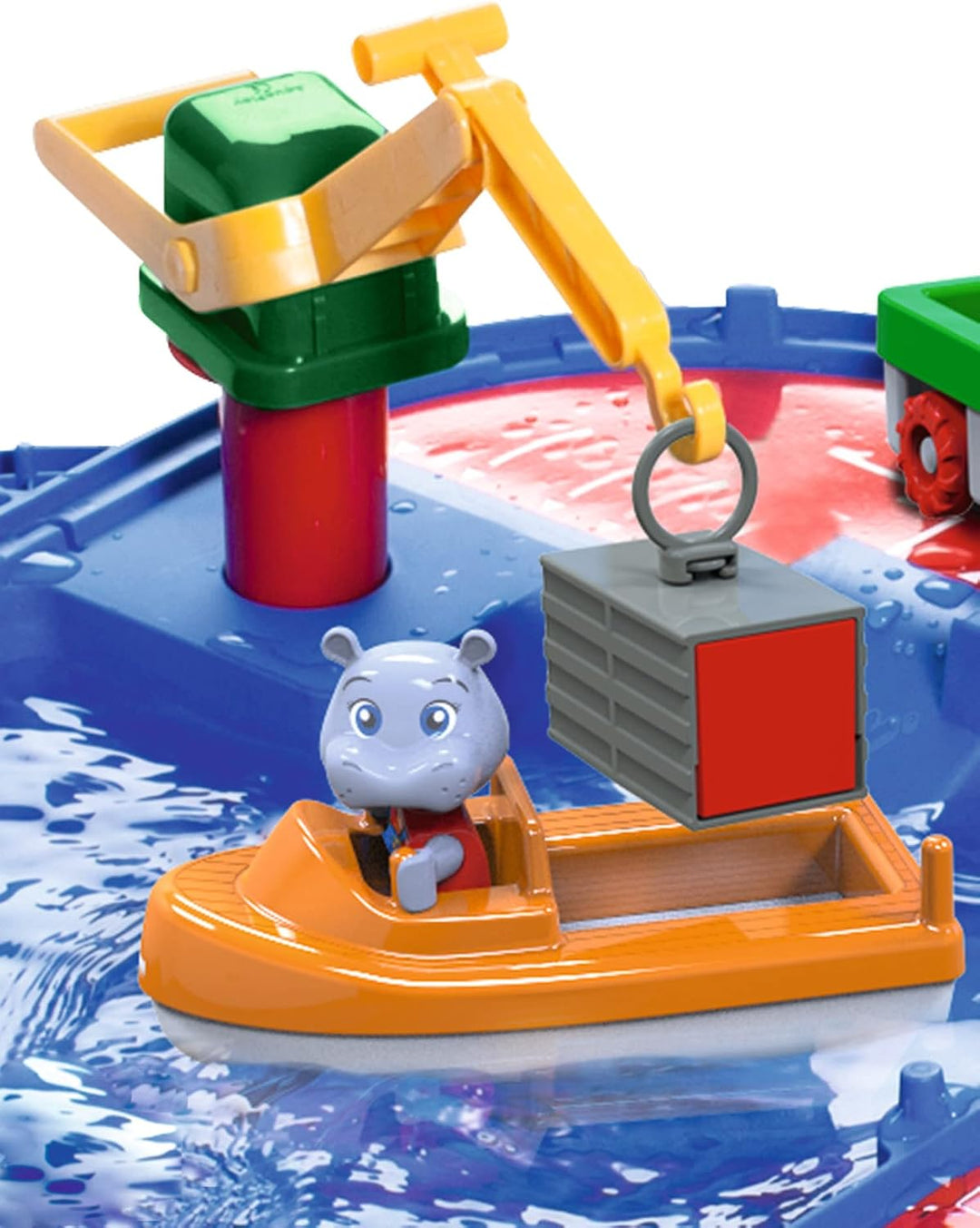 AquaPlay - Start Set - Wasserbahn für wenig Platz mit 21 Teilen inklusive 1 Hippo Wilma, Amphibienau