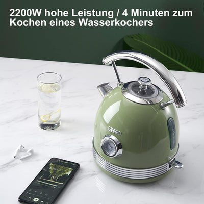 Wiltal toaster wasserkocher set, frühstücksset toaster wasserkocher, Wasserkocher aus Edelstahl, 220