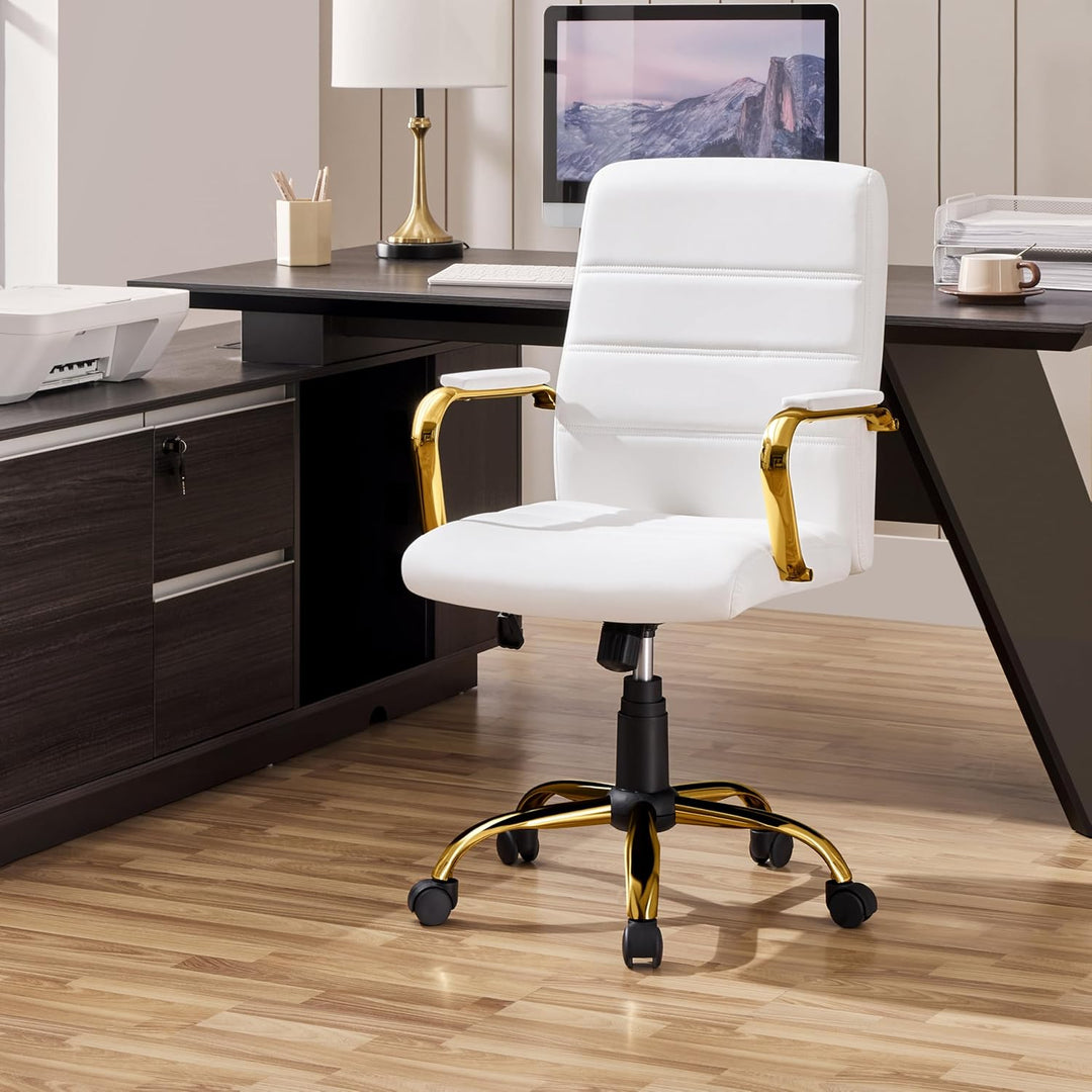 Yaheetech Bürostuhl ergonomischer Schreibtischstuhl, Drehstuhl mit Rollen, Bürohocker mit Armlehnen,