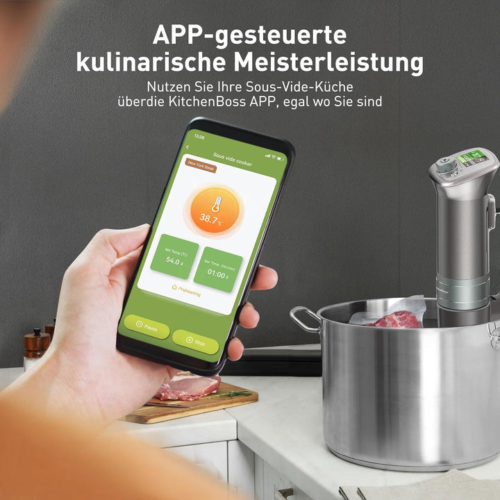 KitchenBoss Sous Vide Stick WiFi：Sous Vide Garer App-Steuerung Sous Vide Stab WLAN Präzisionskocher
