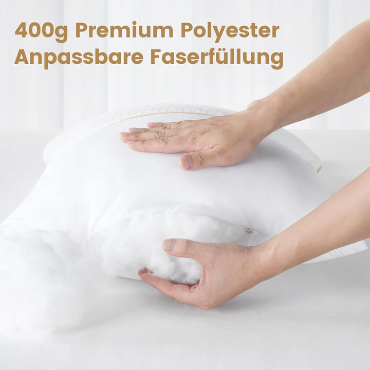 BedStory Kopfkissen 40x40 2er Set mit abziehbarem Bambusfasern Bezug, Antimilben und antibakteriell