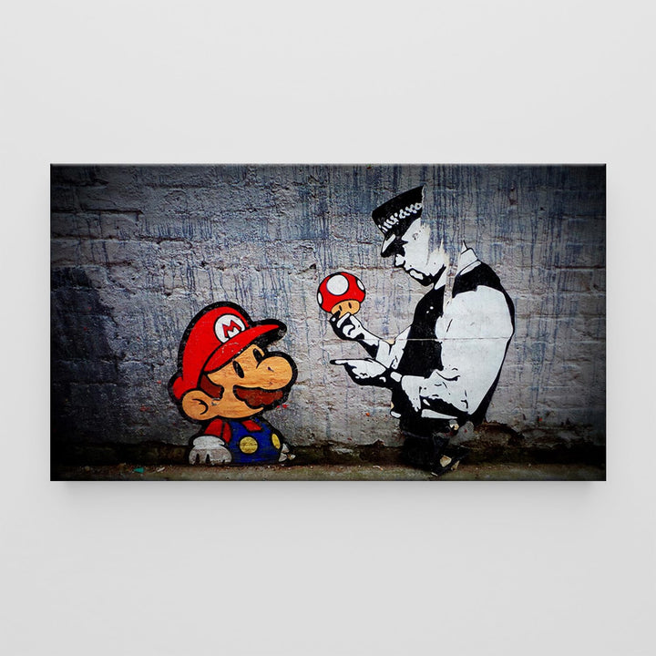 Giallobus - Gemälde - Banksy - - Standardleinwand - 100x60-08 - Super Mario - Bereit zum Aufhängen -