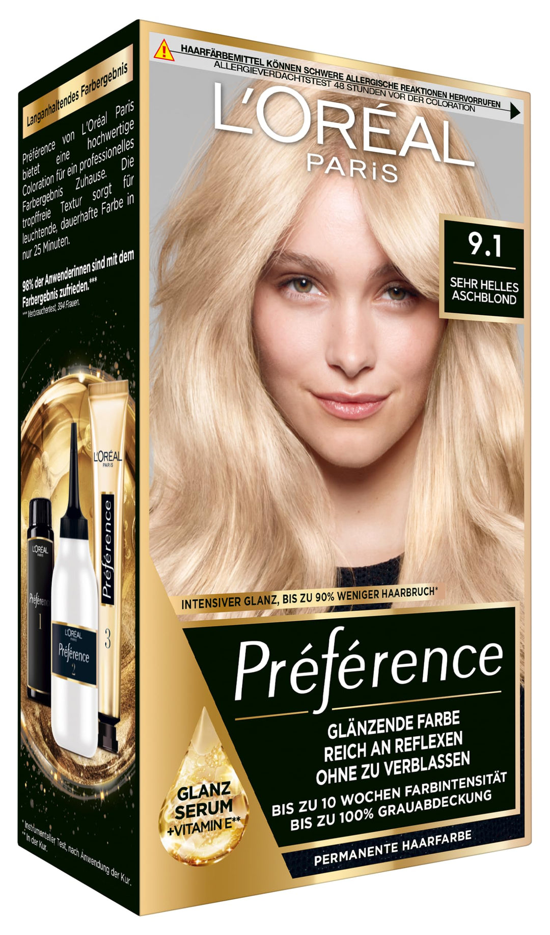 L'Oréal Paris Permanente Haarfarbe, Haarfärbeset mit Coloration und Farbglanz-Pflegebalsam, Préféren