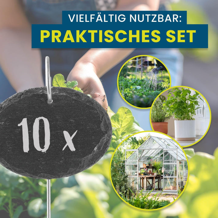 Hoberg Schiefer-Pflanzschilder - 10er Set | Witterungsbeständig, Wiederverwendbar | Individuelles Be