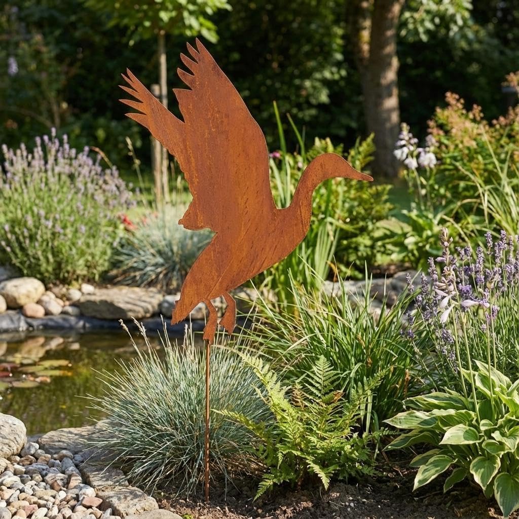 Kapaga - Gartenfigur aus Rost auf Einschlagbeinen - Metall Tierfigur - Edelrost Dekofigur - Tier Fig