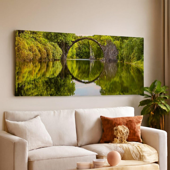 Wandbilder Dekoration Wohnzimmer Park Natur Wasser Panorama Bilder auf Leinwand 120x50cm Leinwandbil