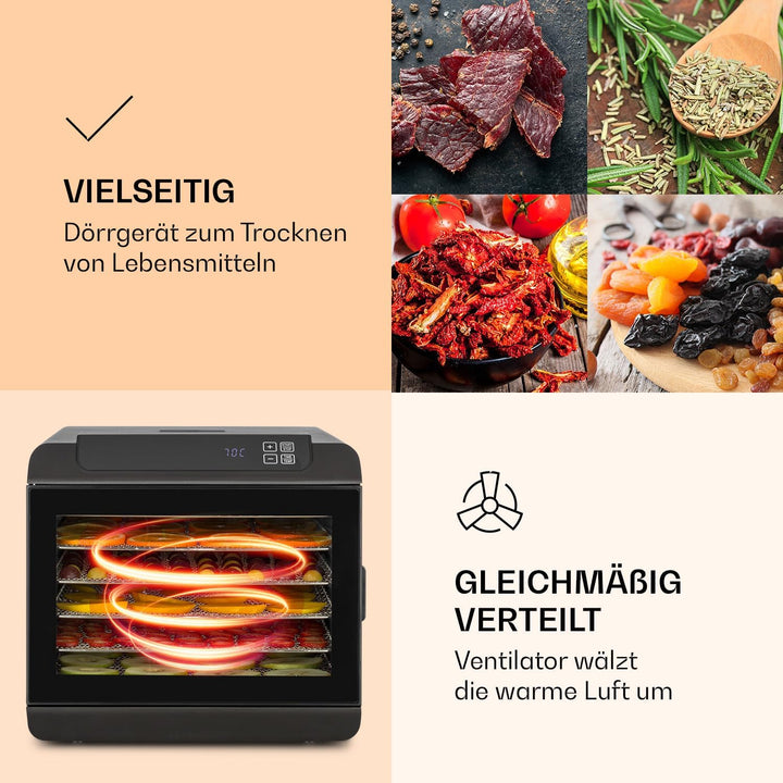 Klarstein Arizona Jerky Dörrautomat - Dörrgerät, Dehydrator, trocknet Obst, Fleisch und Früchte, 500
