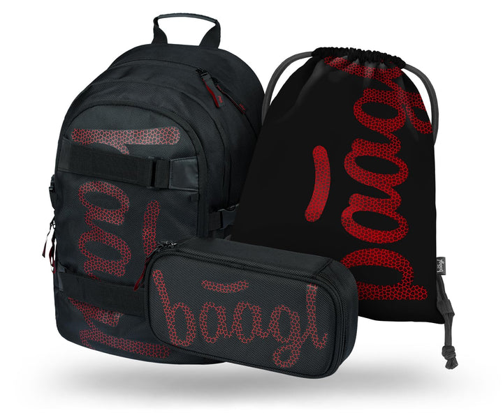 Baagl Schulrucksack Set Jungen Mädchen 3 Teilig, Schultasche ab 3. Klasse, Grundschule Ranzen mit Br