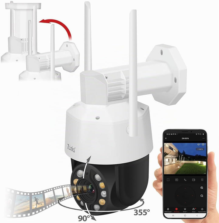 7links Kameras: PTZ-Überwachungskamera mit 2K+, Laser-LEDs, 20x-Zoom, WLAN, App, 360° (PTZ Kamera, W