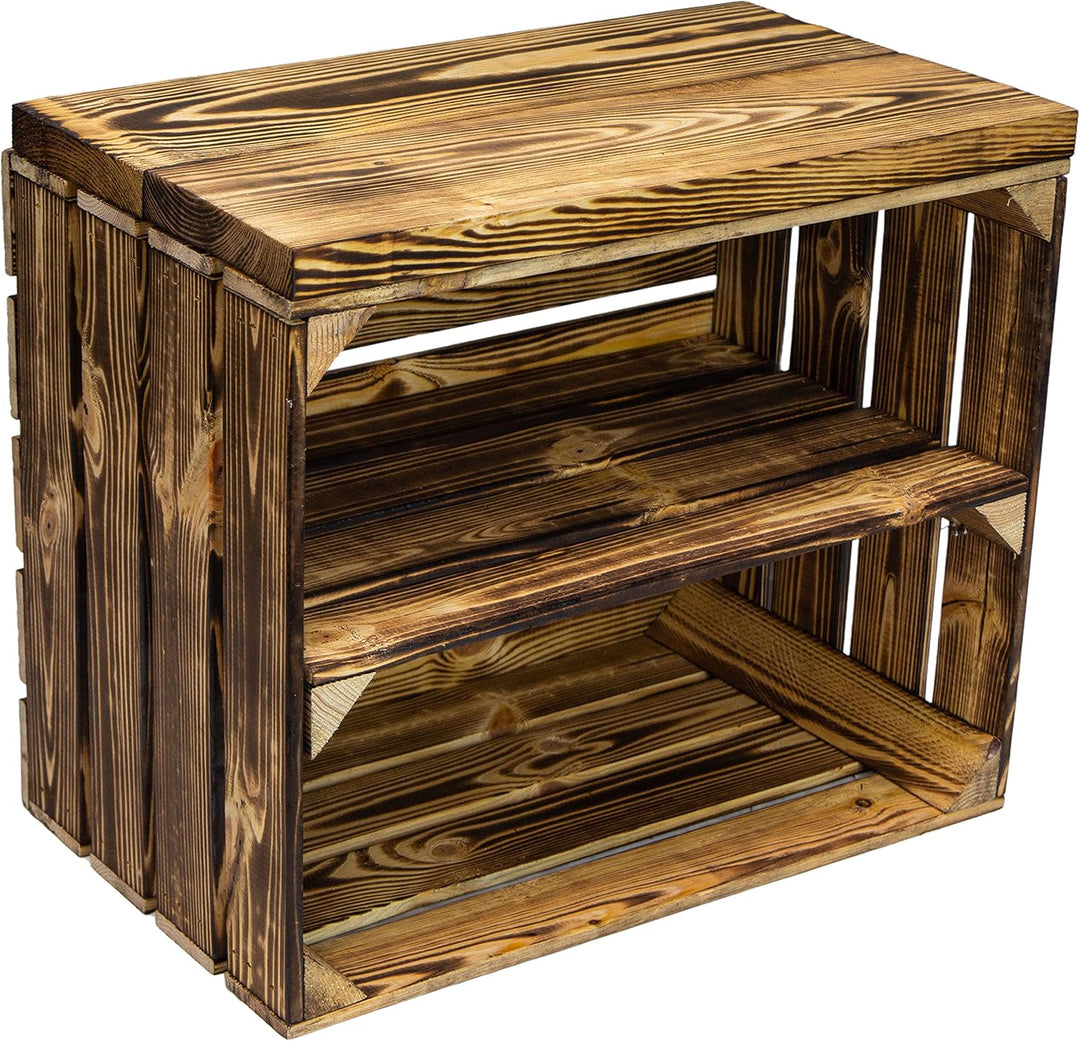Kistenkolli Altes Land 2er Set Obstkiste aus Holz &amp; Holzplanken Schuhschrank Hocker Sitzbank Weinabl