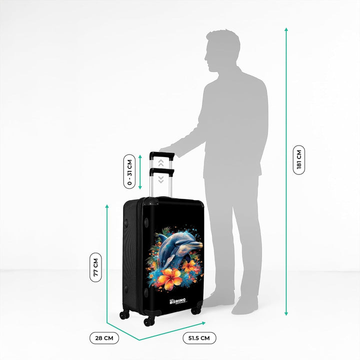 NoBoringSuitcases.com® Koffer XL Gross 77x51.5x28 cm Hartschale Reisekoffer 4 Rollen Leicht Koffer T