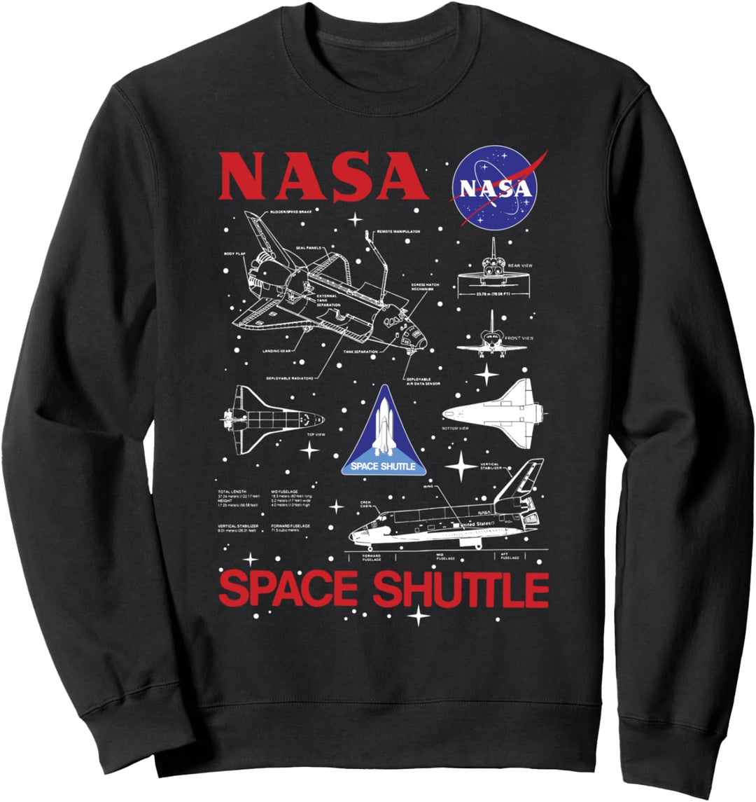 NASA Space Shuttle Blueprint Text Poster Sweatshirt