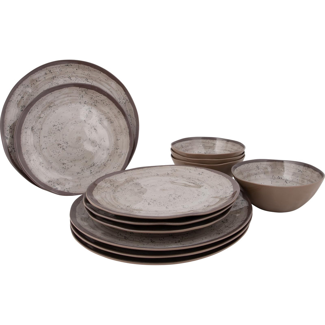 Bo-Camp Melamin Geschirr Set Halo Camping Essgeschirr Reise Picknick Teller Beige, Beige