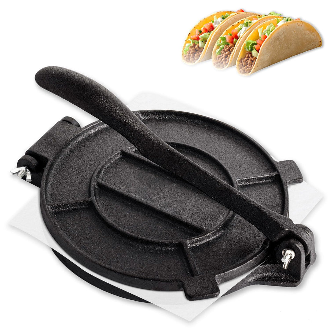 Tortilla Presse - Gusseisen Tortilla Presse 25cm, Roti Maker, Pre-Seasoned Tortilla Maker, Heavy- Du