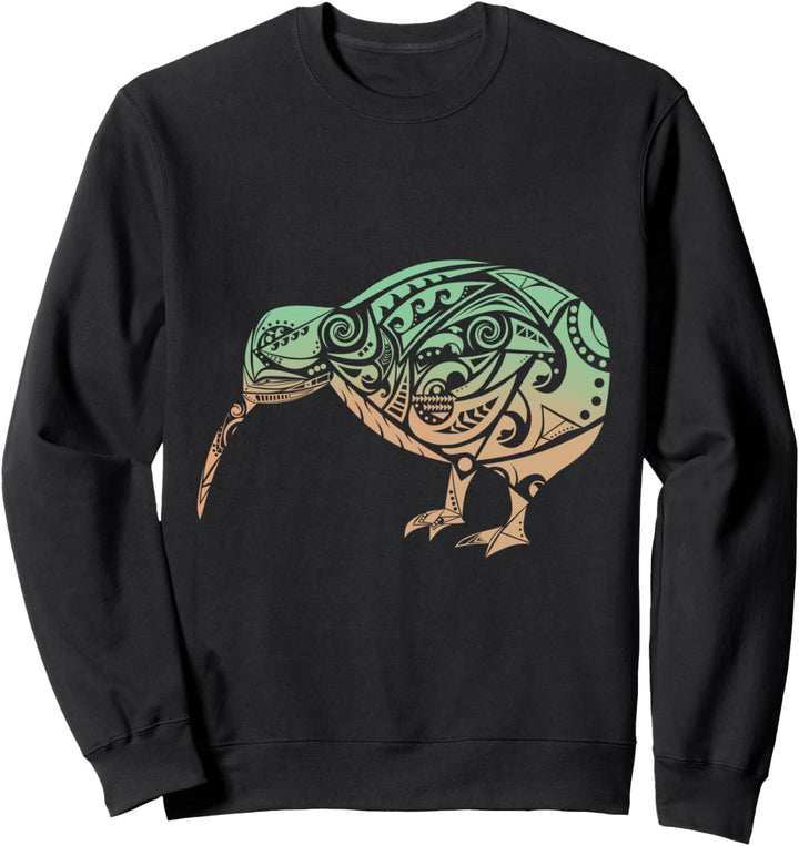 Polynesien Maori Kiwi Vogel Grün Orange Neuseeland Geschenk Sweatshirt