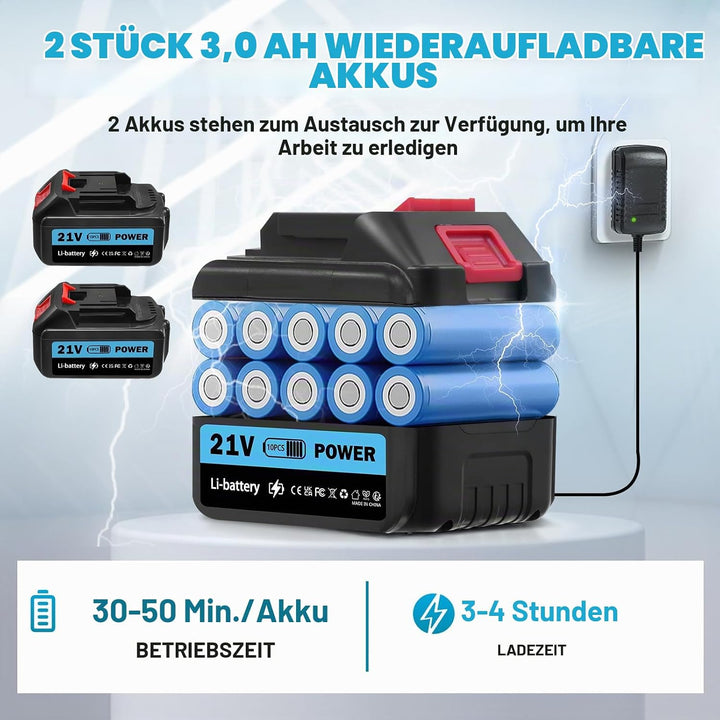 Akku Hochdruckreiniger, 120Bar Mobiler Hochdruckreiniger mit 2 Akku, 6-in-1-Multifunktionsdüse,180°