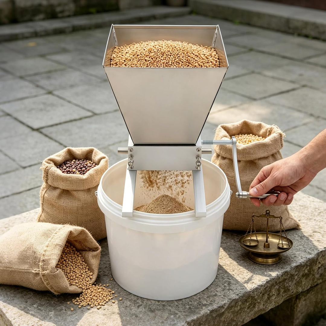 4L Manuelle Getreidemühle, Getreidequetsche für Gerste Weizen Malz Kaffee | Edelstahl Verstellbare G