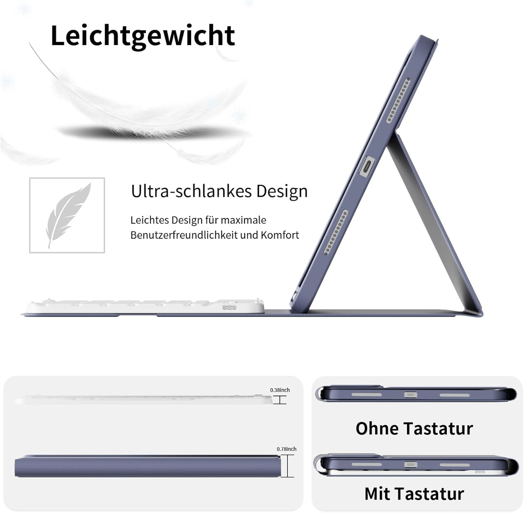 ZOPSGYU Hülle mit Tastatur für iPad (A16) 11/10 Generation (2025/2022, 11/10.9 Zoll), Schutzhülle mi