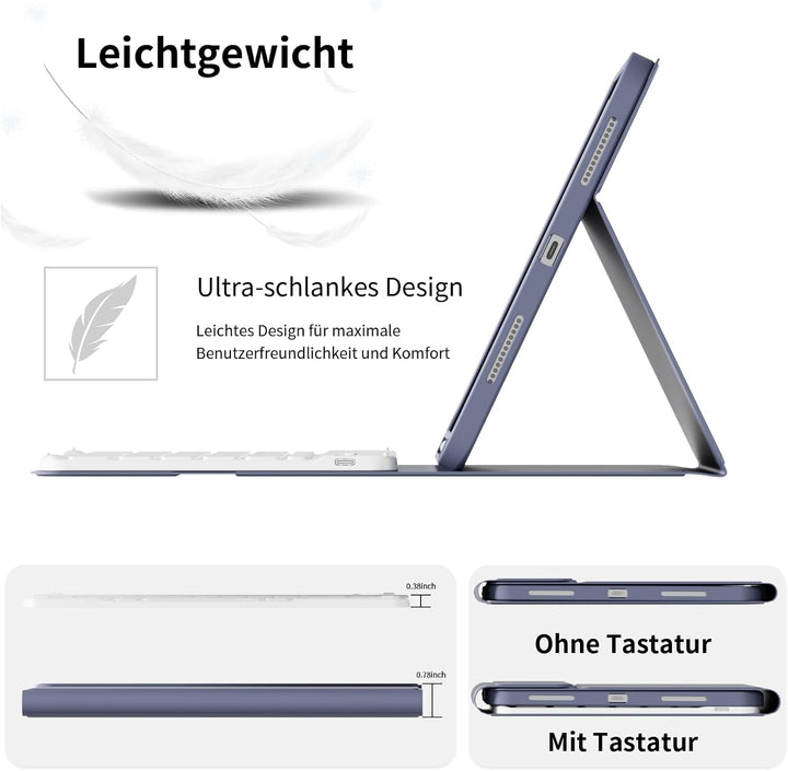 ZOPSGYU Hülle mit Tastatur für iPad (A16) 11/10 Generation (2025/2022, 11/10.9 Zoll), Schutzhülle mi