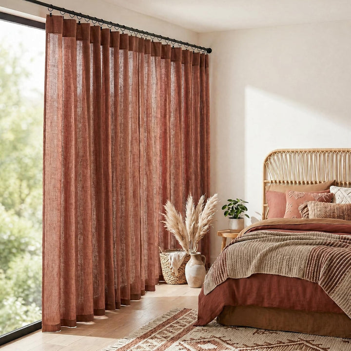 Cortinas para Salas Modernas Bohemian-Vorhänge für Wohnzimmer, mit Rückenlasche, Boho-Stil, Leinen,