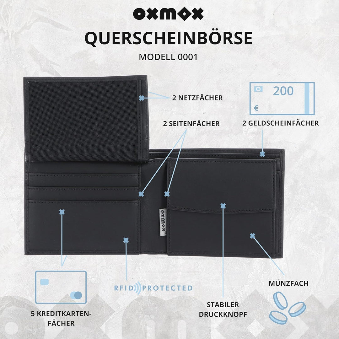 Oxmox Leather-Querscheinbörse 6cc 12 cm RFID lizard, Einheitsgrösse