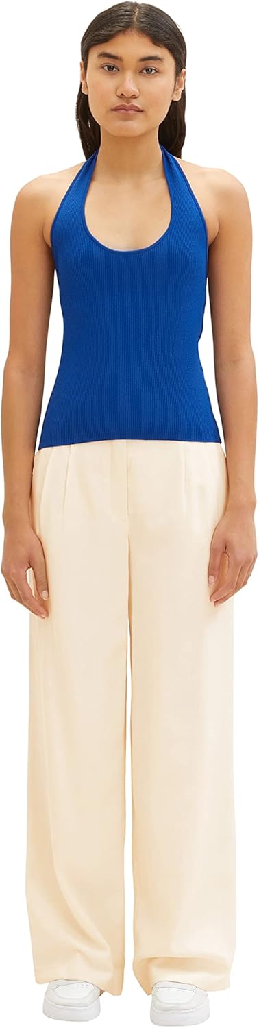 TOM TAILOR Denim Damen Basic Neckholder Top, L 14531 - Shiny Royal