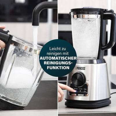 Princess Standmixer 212094 – 1400 Watt – 1,75 L Glaskrug – Puls-, Ice-Crush und Selbstreinigungsfunk