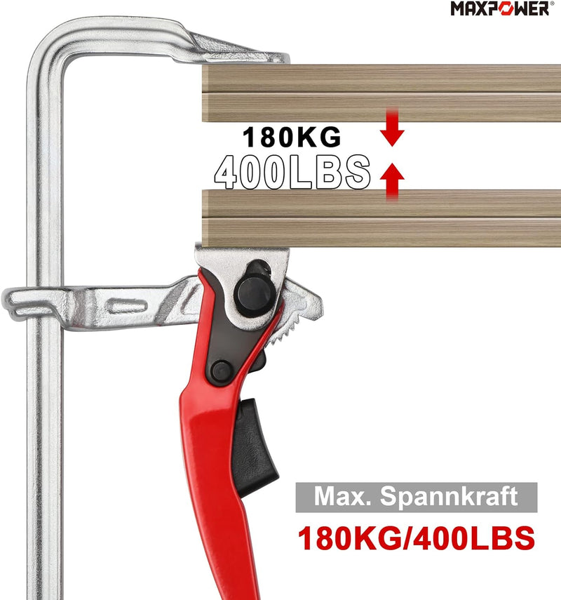 MAXPOWER 2 Stücke Schraubzwingen Set 200mmx60mm+300mmx60mm Ratsche Schnelle Veröffentlichung Schraub