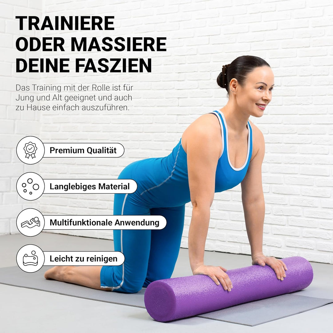 Yoga Rolle Premium | Pilates Rolle - 45 x 15 cm oder 90 x 15 cm - Faszienrolle (Violett, 45 x 15 cm)