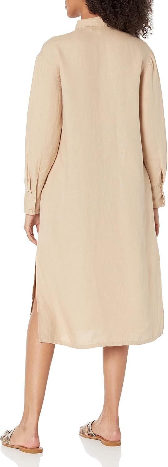 The Drop Fiona Midi-Hemdkleid für Damen, aus Leinen, Relaxed-Fit S Hummus, S Hummus