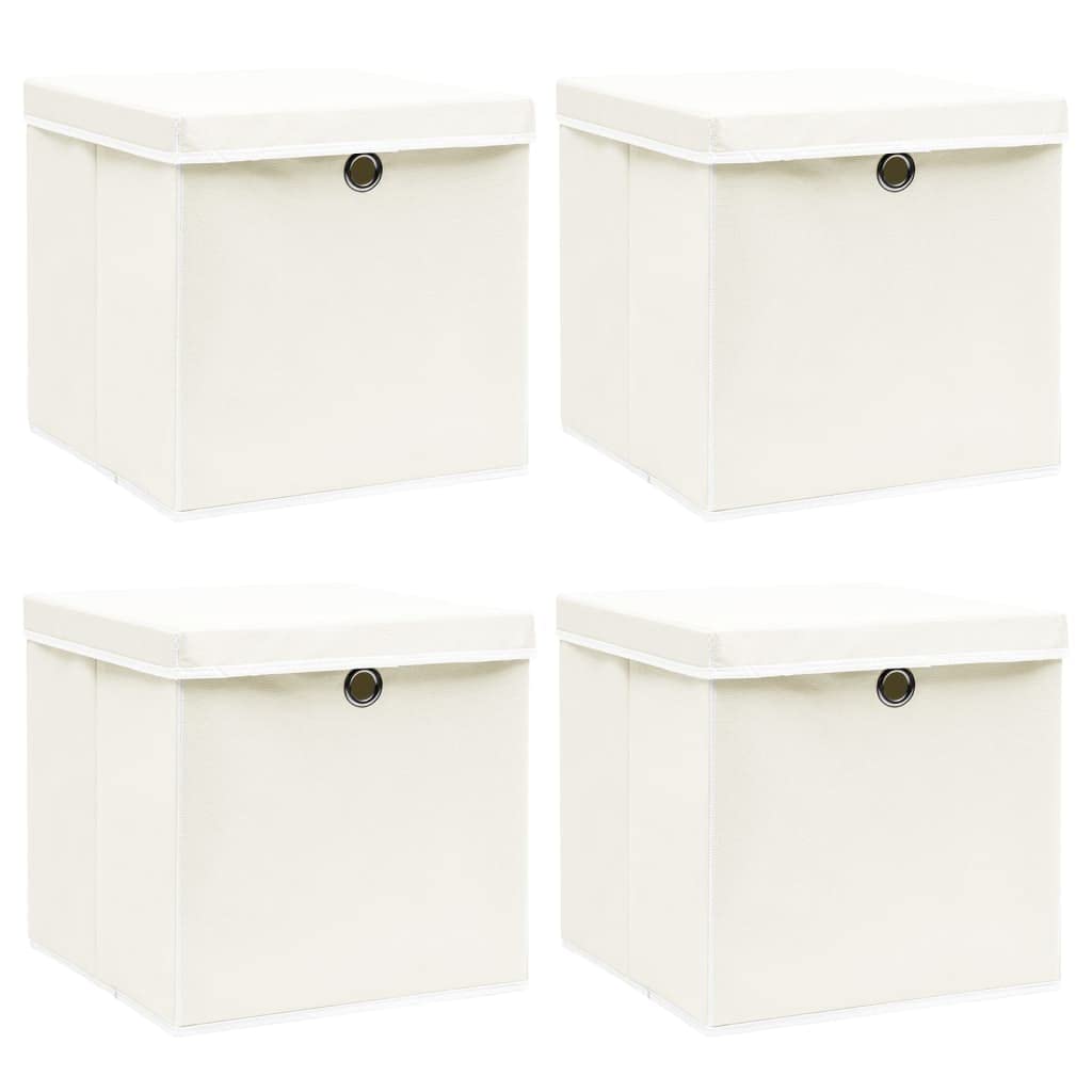 WIFESE 4 Stück Aufbewahrungsbox Mit Deckel 32X32X32 cm Faltbox Mit Fingerloch Storage Boxes Faltbare