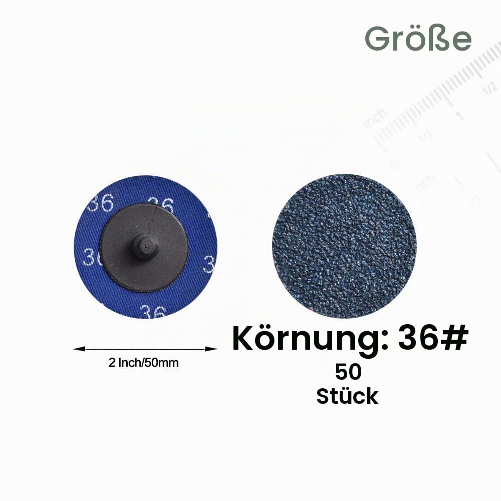 Schnellwechsel-Schleifscheiben, 50 Stück, 5,1 cm Schleifscheiben, Zirkonia-beschichtete Roloc-Scheib
