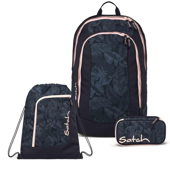 Satch Air Schulrucksack Set 3tlg. inkl. Sportbeutel (Midnight Jungle), Midnight Jungle