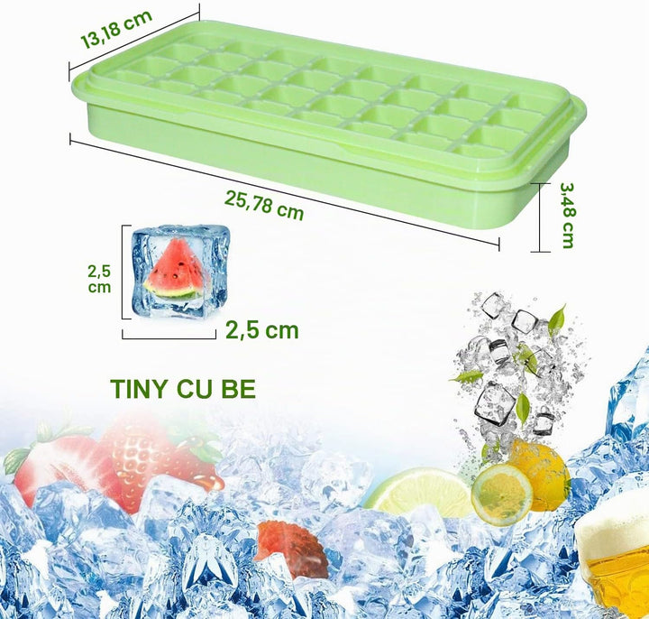 Eiswürfelform, Lebensmittelechte Silikon Eiswürfelbehälter mit Deckel, Alle Eiswürfel in Einer Sekun