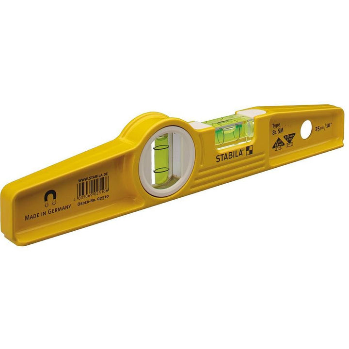 STABILA Magnet-Wasserwaage Type 81 SM Torpedo, 25 cm, Alu-Gussprofil, starkes Seltenerd-Magnetsystem