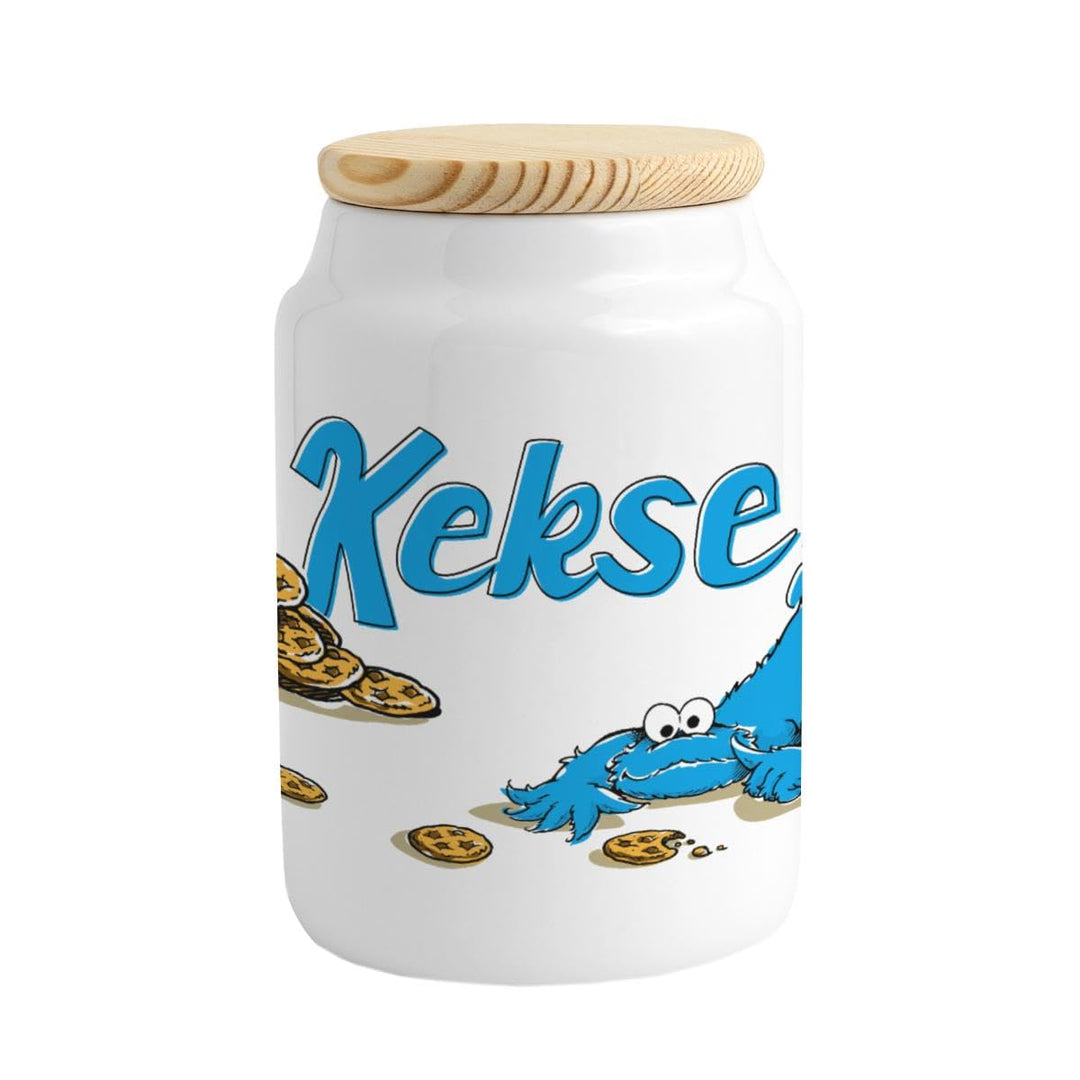 Spreadshirt Sesamstrasse Kekse Krümelmonster Keksdose Weiss 650 ml, Weiss 650 ml